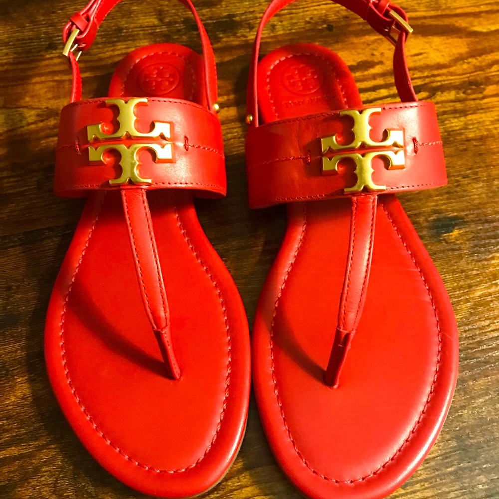 NWT Tori Burch Everly Sandal Brilliant Red 7.5